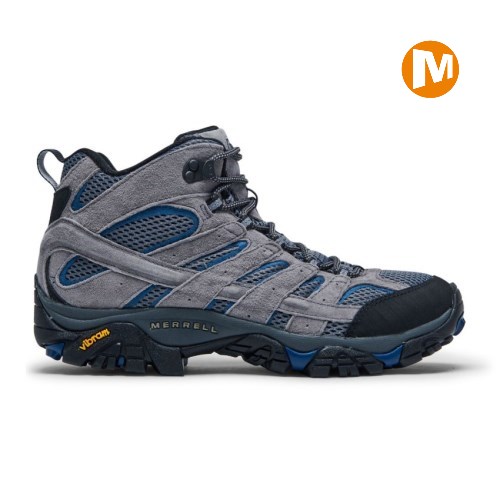 Merrell Moab 2 Mid Ventilator Wanderschuhe Herren Grau/Blau [DE-ZDOQH]